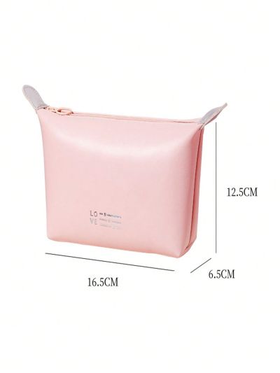 1pc Solid Color Multi-functional Portable Storage Bag With Letter Print