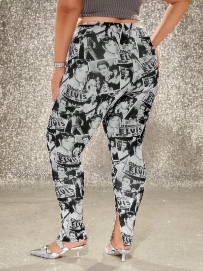 Elvis Presley X SHEIN Plus Figure Graphic Leggings
