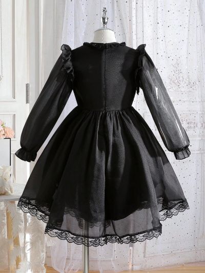 Tween Girls' Formal Dress Solid Color Dress With Bowknot Decor, Suitable For Performances, Weddings, Evening Parties And Birthdays