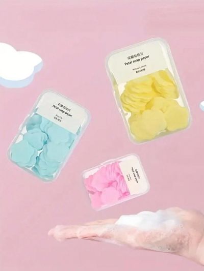 2boxes Portable Disposable Soap Sheets For Outdoor Travel, Hand Washing Antibacterial Soap Paper, Flower Petal Hand Washing Tablets With Long-lasting Fragrance Beach Vacation Essentials
