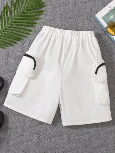 SHEIN Kids EVRYDAY Tween Boys' Loose Casual Cargo Woven Shorts With Pockets