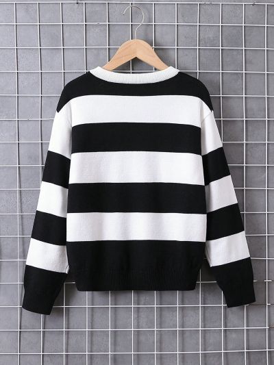 Tween Boys' Striped Heart Crew Neck Sweater