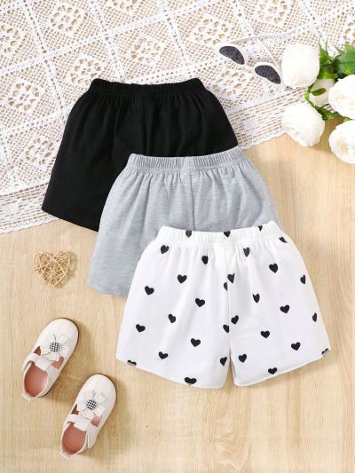 SHEIN Kids Nujoom Toddler Girls' Versatile Shorts For Spring And Autumn