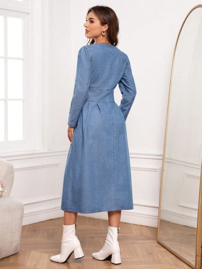 SHEIN Privé Women's Denim Long Dress