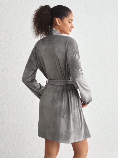 SHEIN Leisure Dual Pocket Belted Robe