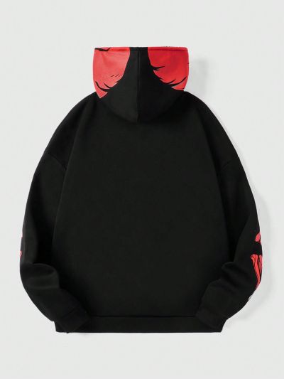 ROMWE Grunge Punk Women's Butterfly Skeleton Print Hoodie Sweatshirt