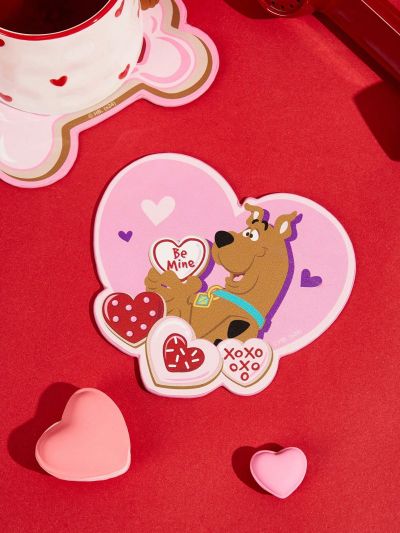 SCOOBY-DOO X SHEIN 2pcs Love Heart Dog-Shaped Pu Cup Coasters