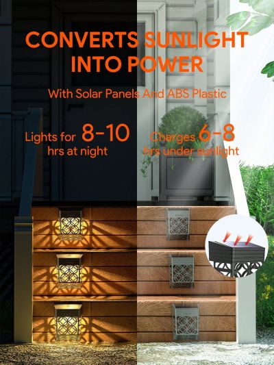 JMMO 2pcs Waterproof Solar Powered Outdoor Lights Fence Light,Solar Outdoor Waterproof Light,Landscape Lighting,Driveway,Pathway,Solar Garden Light