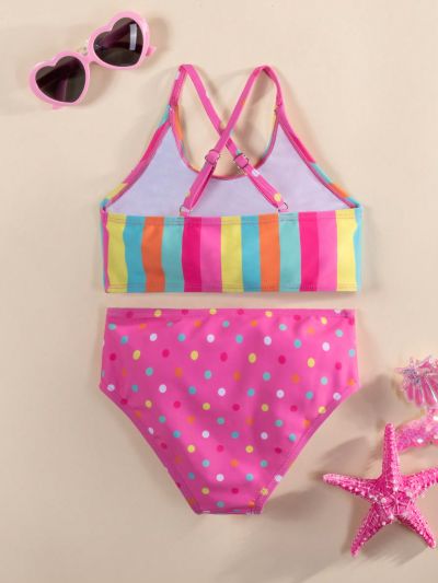 Toddler Girls' Colorful Polka Dot Print Halter Bikini