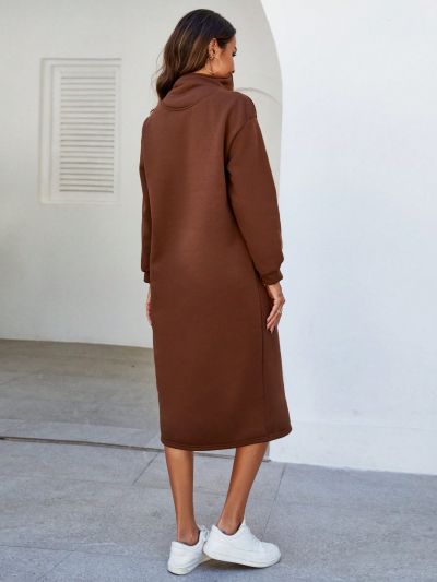 SHEIN LUNE Half Zipper Long Sweatshirt Dress