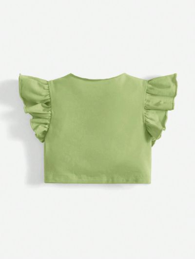 SHEIN Baby Girl Twist Front Ruffle Trim Top