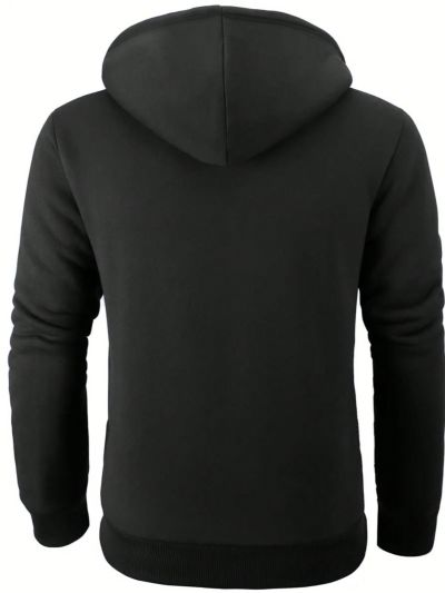 Men's Zipper Hooded Fleece Sweatshirt With Drawstring