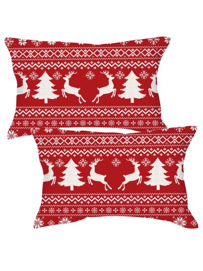 1pair Christmas Elk Pattern Pillowcase Without Filler