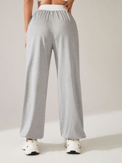 SHEIN Daily&Casual Women's Color-Block High Waist Slant Pocket Sport Pants