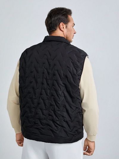SHEIN Extended Sizes Men Plus Zip Up Quilted Vest Coat