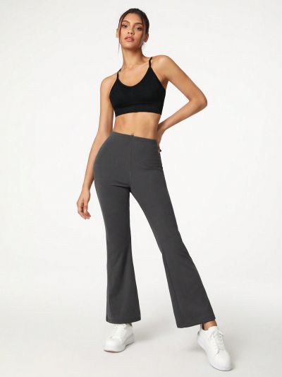 GIOIA TANG Solid Color High-Waist Flared Leggings