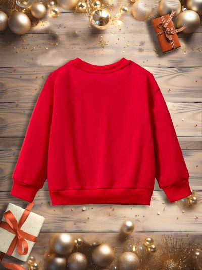 Baby Girls' Casual Round-Neck Long Sleeve Sweatshirt With New Year Pattern, Suitable For Autumn And Winter