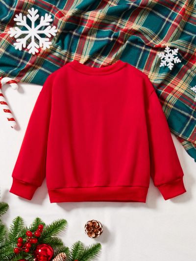 Young Girls Casual New Year 2024 Printed Long Sleeve Round Neck Sweatshirt Suitable For Autumn And Winter