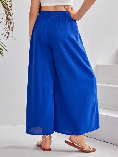 SHEIN Kids SUNSHNE Tween Girls' Woven Solid Loose Fit Wide Leg Pants, Casual