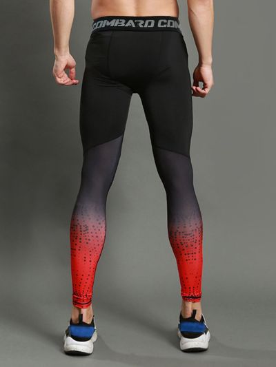 Fitness Men Ombre Letter Graphic Sports Tights