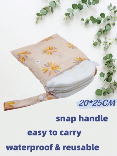 1 pc Waterproof Reusable Wet Bag Wet Dry Bags For Baby Cloth Diapers&Breast Pump Parts With One Zippered Pockets & Handle Diaper Bag