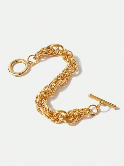 MOTF PREMIUM 18K GOLD-PLATED THICK HIP HOP STYLE FASHION WOVEN TWISTED CHAIN BRACELET