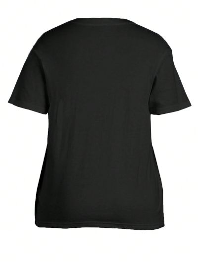 Women'S Plus Size Leopard Print Letter Printed T-Shirt