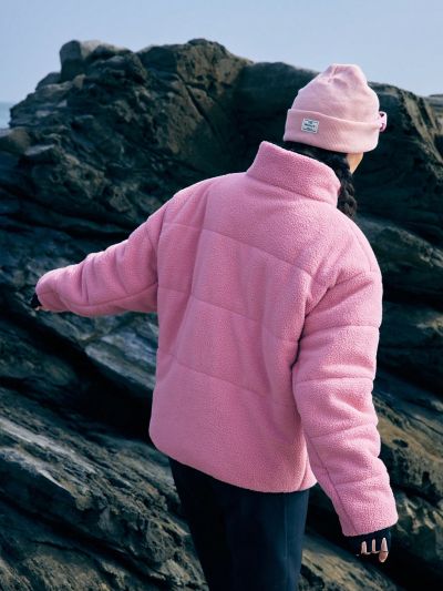 In My Nature Women's Outdoor Color Block Sports Padded Jacket With Zipper And Stand Collar For Autumn/Winter