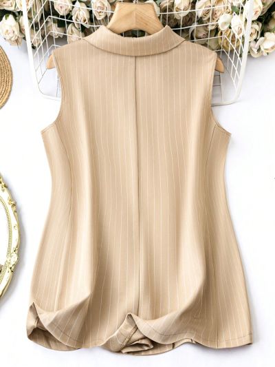 SHEIN LUNE Plus Size Women's Striped Suit Vest