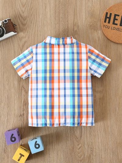 Baby Boy Casual Plaid Short Sleeve Shirt