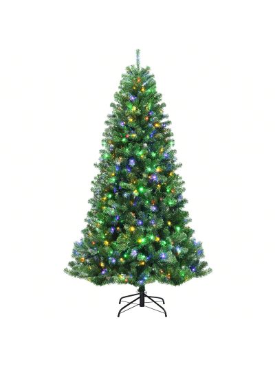 Costway 6ft Pre-lit Hinged Christmas Tree w/ Remote Control & 9 Lighting Modes