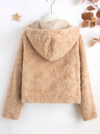 Teenage Girls' Hooded Winter Jacket With Fleece Lining