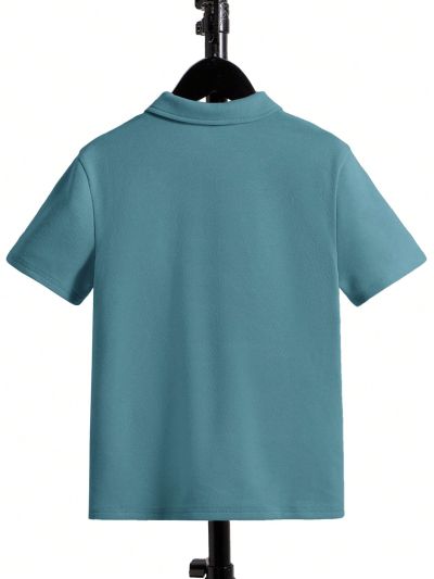 SHEIN Kids EVRYDAY Tween Boy Casual Comfortable Embroidered Polo Shirt