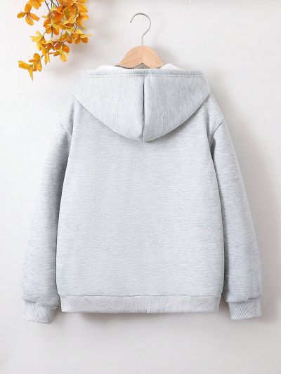 Teen Girls' Hooded Sweatshirt With Kangaroo Pocket And Zipper