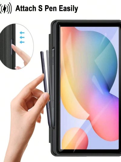 ZtotopCase 2022/2020 Galaxy Tab S6 Lite 10.4in Case with Pen Holder, Auto Wake/Sleep, Slim PU Lightweight Trifold Stand Folio Cover for Samsung Tablet (SM-P610/P613/P615/P619), Black
