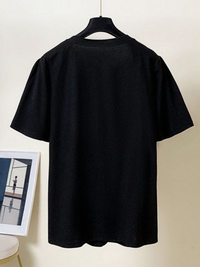 Plus Size Beaded Front Button T-Shirt