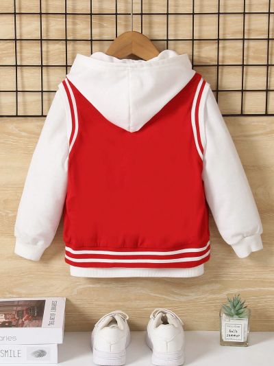 SHEIN Kids HYPEME Toddler Boys' Towel Embroidery Patch Stand Collar Vest Jacket With Clasp