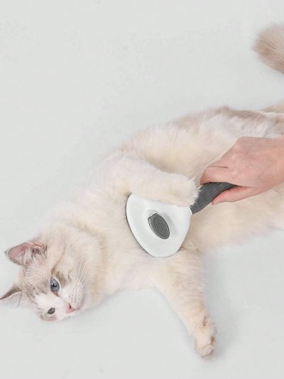 1pc Cat Comb Brush, Dog Deshedding Tool Shedding Hair Remover, Stainless Steel Rounded Tips, Safe For Skin