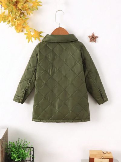 Boys' Solid Color Warm Turn-down Collar Button-up Coat For Autumn And Winter