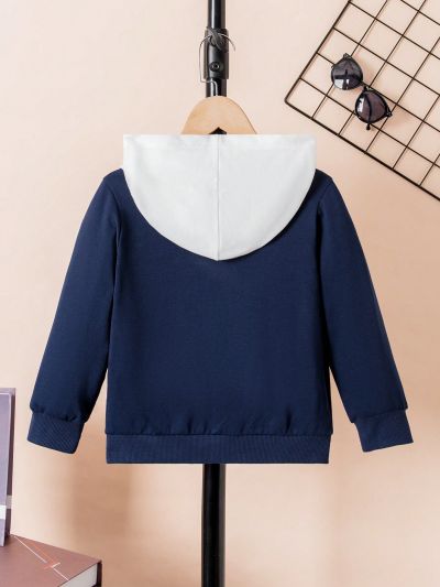 SHEIN Kids QTFun Toddler Boys' Casual Long Sleeve Windproof Jacket For Autumn And Winter