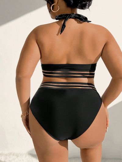 SHEIN Swim Vcay Plus Size Mesh Insert Bikini Swimsuit Set
