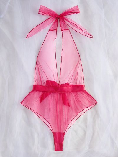 Backless Mesh Halter Sexy Jumpsuit