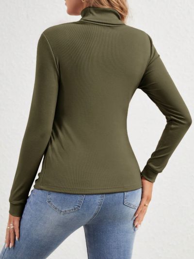 SHEIN Solid Color High Neck Maternity Breastfeeding T-shirt