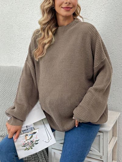 Maternity Mock Neck Drop Shoulder Sweater