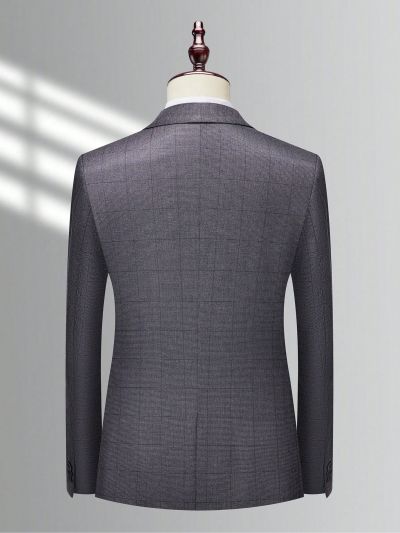 Manfinity Mode Men's Plaid Business Suit Set