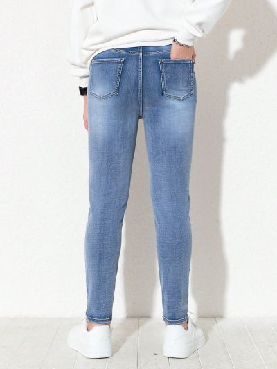 Teenage Boys' Distressed And Washed Denim Skinny Jeans