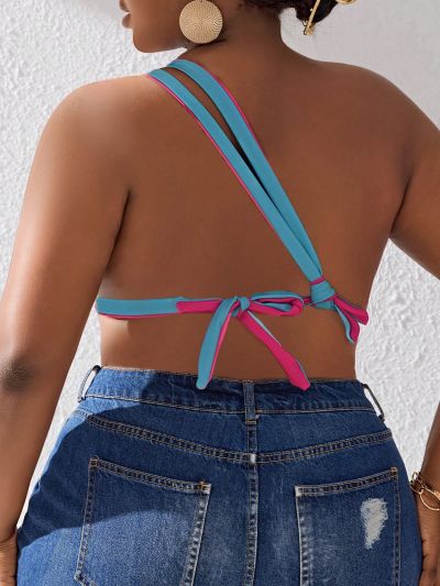 SHEIN Swim Vcay Plus Size Women'S One Shoulder Cut Out Bikini Top