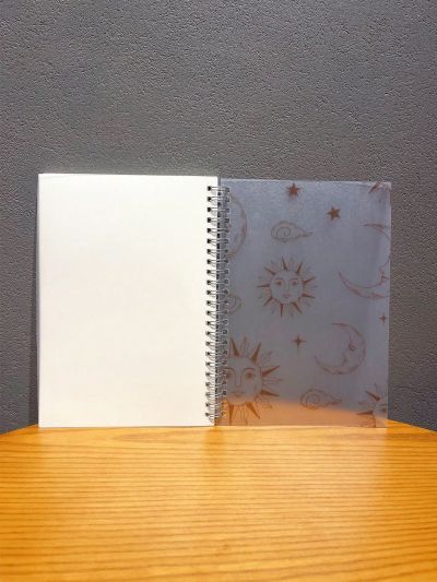 Ariqdhaksinargha Natural White Paper Notebook With Sun, Moon, And Stars Design