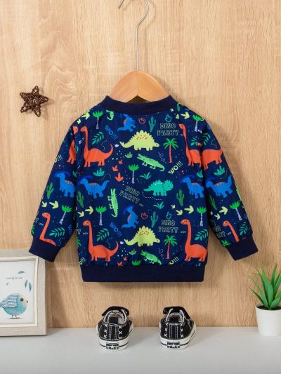 Baby Boys' Cartoon Dinosaur Zip-up Baseball Jacket