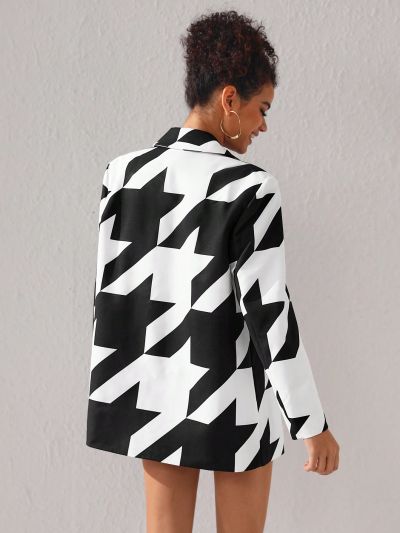 K by AKW The Oversized Boxy Blazer In Exaggerated Houndstooth